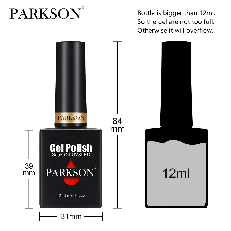 Parkson Gel Nail Polish New Arrival black glitter Colors UV LED Gel Varnish Hybrid Soak Off Top Base 12ml Nail Art Polish Primer images - 6
