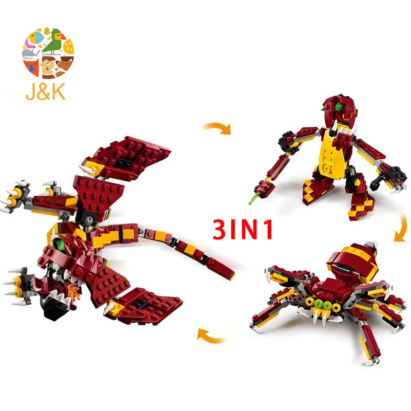 

31073 223pcs The 3-in-1 Mythical Creatures Model Building Block Educational DIY Toy For Children Gift 11044