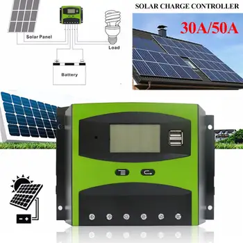 

12 / 24V 30 / 50A PWM Solar Charge Controller Temperature PWM Charging Overload Protection LCD Screen Off-grid Solar System