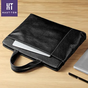 

Black Briefcase Genuine Leather Casual Men Handbag Fashion Tote Bag Male Laptop Briefcase Bags High Quality Shoulder Men Bag