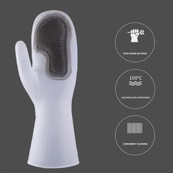 

Housework Brush Bowl Shoes Silicone Gloves Magic Dish Washing Gloves 1 Pairs Silicone Cleaning Gloves Household Cleaning Tool
