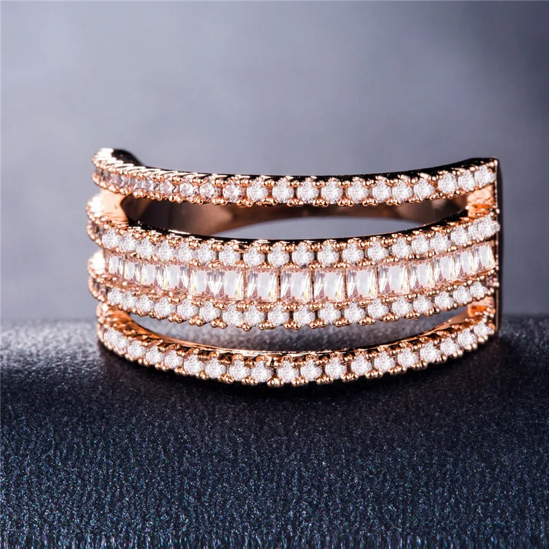 Rose Gold Color UILZ горячая Распродажа, американские блестящие фианиты, циркония, разные стили, модные кольца на палец для женщин, универсальные вечерние ювелирные изделия, подарки URL006 - Цвет основного камня: Rose Gold Color