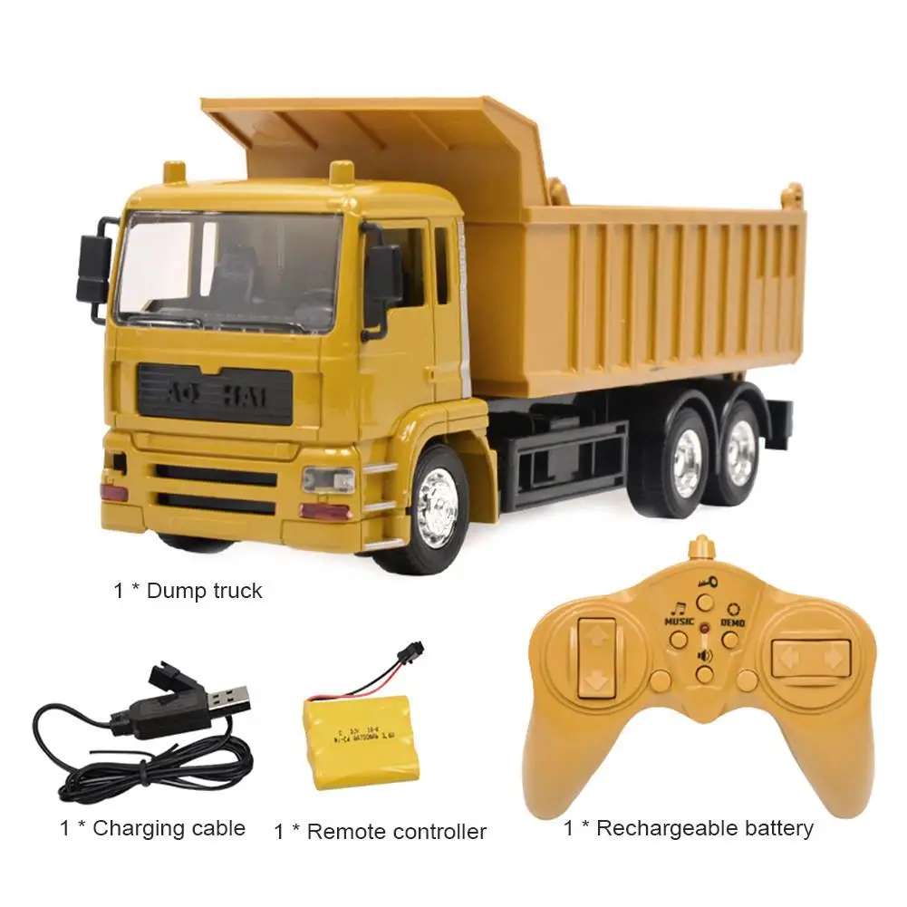 

Remote Control Alloy Engineering Vehicle Model Children Electric Car Toy Simulation Transport Car Light Music Dump Truck