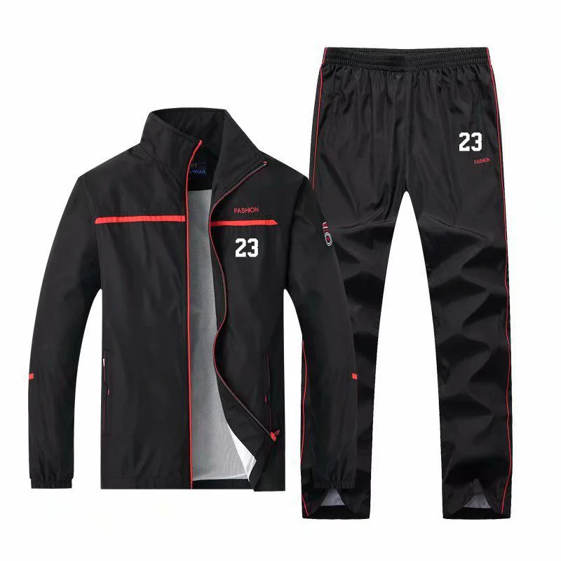 

Fashion Casual Striped Two Pieces Men Sets Runnnig Sportswear Sports Men's Tracksuit Joggers Sweatpants Zipper Outerwear