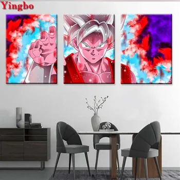 

New arrival 5d round diamond painting Dragon Ball cross stitch full Square mosaic rhinestones embroidery kid's room decor 3 pcs