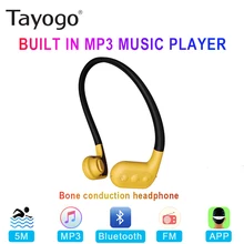 Tayogo W02 плавательные костные проводящие наушники Bluetooth гарнитура Handfree Handphone с FM ПЕДО метр IPX8 водонепроницаемый MP3 плеер