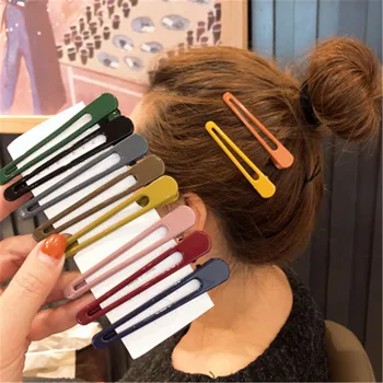 

5 Korean Style Simple And Colorful Hair Clips, Metal Hair Clips, Duckbill Clips, Bangs Clip Female Headdress
