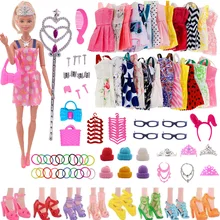 Accessoires pour vêtements de barbie, meubles de maison de poupée pour barbie, chaussures de poupée, bottes, Mini robe, sacs à main, couronne, cintres, lunettes, 79 pièces/ensemble 