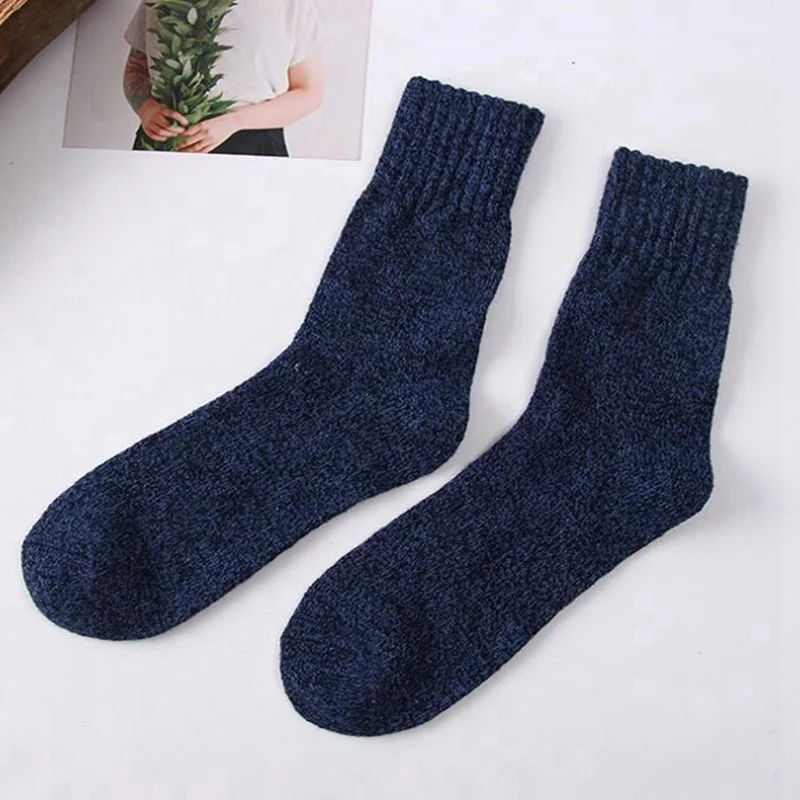 Зимние толстые носки унисекс; зимние теплые пушистые носки-тапочки; шерстяные носки; Chaussette Homme; однотонные носки
