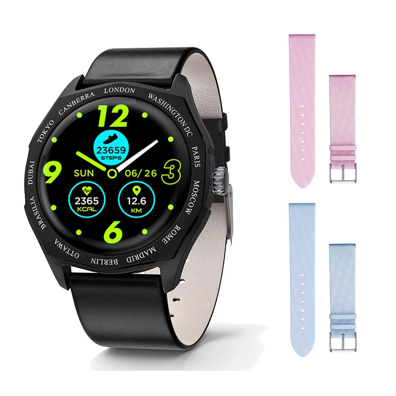 Black blue pink V18 Смарт часы для леди для женщин девочек монитор сердечного ритма во время сна Ремешок Цвет изменчивый фитнес статус проверить Спорт трекер - Цвет: Black blue pink