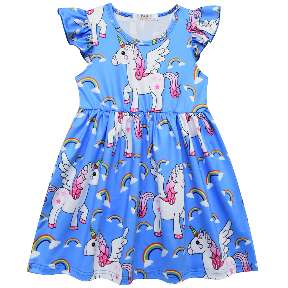 Милое Повседневное платье для маленьких девочек от 2 до 8 лет, одежда с рисунком единорога из мультфильма «История игрушек» Детские вечерние платья принцессы Эльзы и Ариэль