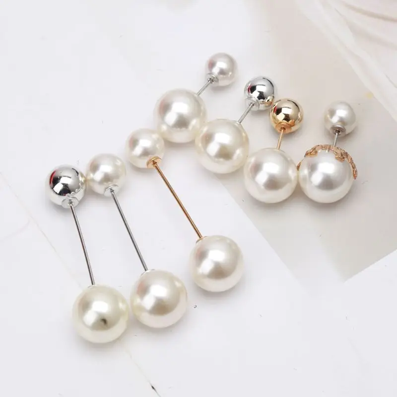 

7Pcs/Set Sweater Shawl Clip Double Faux Pearl Brooch Safety Pins Women Clothes Decor