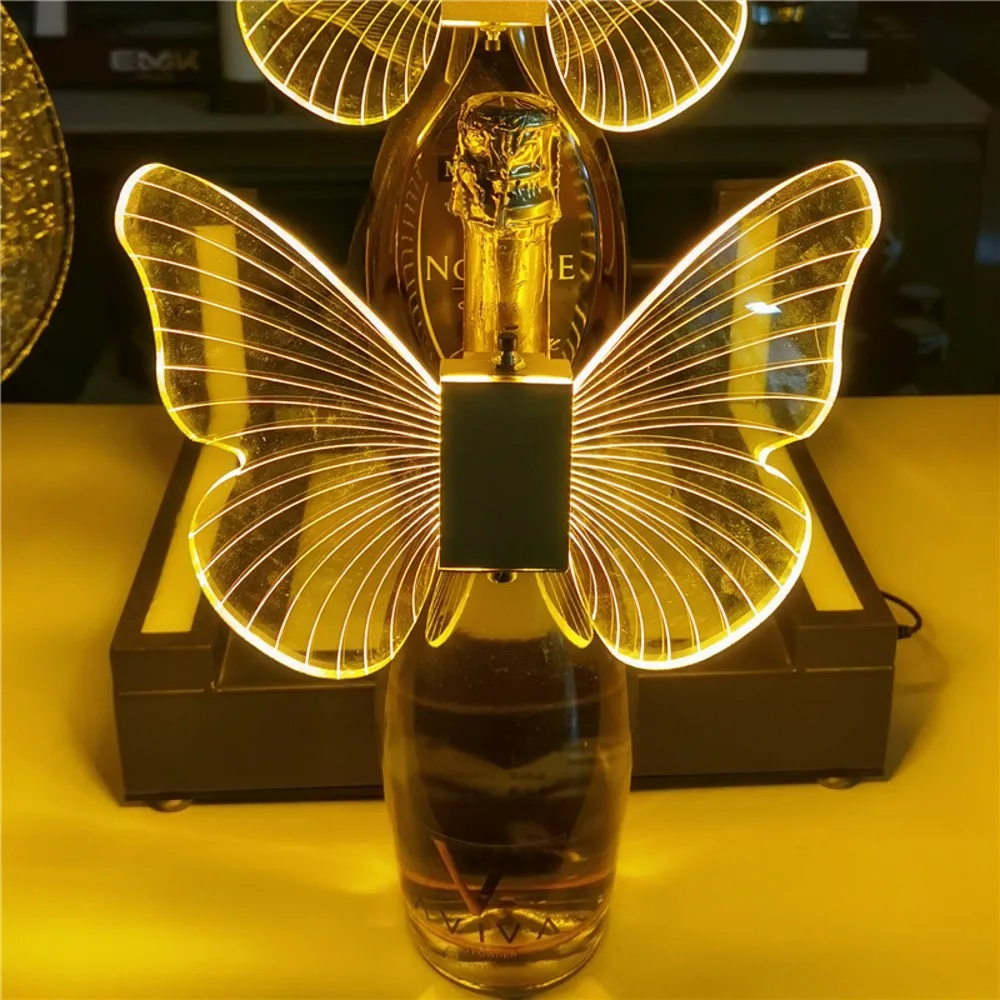 

LED Rechargeable Butterfly Light Wine Bottle Covers Flashing Sparkling Champagne Decor Lamp For NightClub Party Lounge