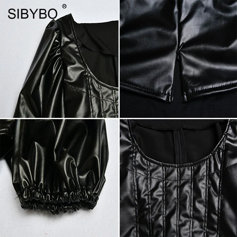 SIBYBO тонкий сексуальный короткий топ из искусственной кожи, женская модная летняя футболка с коротким рукавом, женские черные повседневные топы