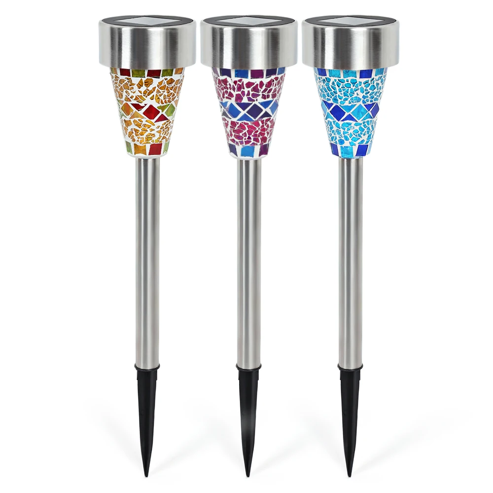 

3 PCS Solar Powered Light Outdoor LED Stainless Steel Lamp Emergency Portable Modern Outdoor Garden Lawn Lamp Decor Lighting