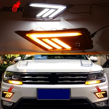 

Yellow & Whiht For VW Volkswagen Tiguan 2016 2017 2018 LED Day Run Light DRL Front Fog Driving Daytime Running Lamp Assembly