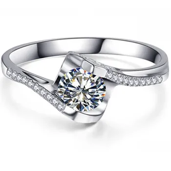 

0.6Ct Angel Kiss Genuine 925 Silver Finger Ring Promise Jewelry Engagement Synthetic NSCD Ring Bridal Jewelry 585 Gold Cover