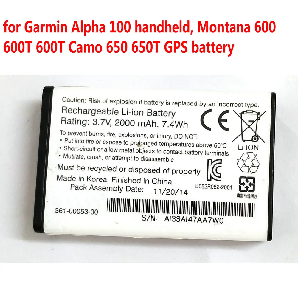 Оригинальная Аккумуляторная Батарея 3 7 в 361-00053-00 для Garmin Alpha 100 ручная Монтана 600 600T