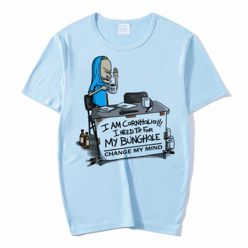 P1632D-skyblue Beavis and Butthead/футболки для маленьких мальчиков и девочек детская летняя забавная футболка с героями мультфильмов детский Топ Harajuku, одежда для малышей - Цвет: P1632D-skyblue