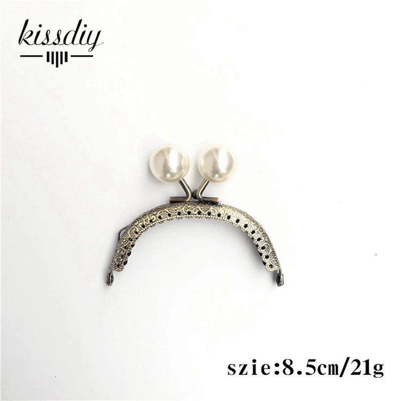 KISSDIY 10PCS Antique Bronze DIY Coin Bag Making Metal Clasp with Platic Kiss Pearl Ball Purse frame Accessory