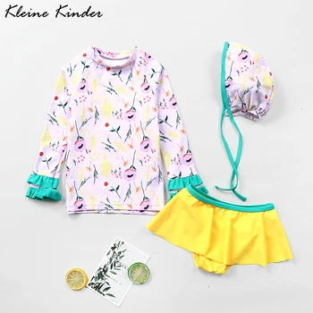 

Swimwear Kids 3 Pieces Long Sleeve Child Bathing Suit Girl UPF50 Sun Protection Children Swimming Suit Girls Summer Beach Wear
