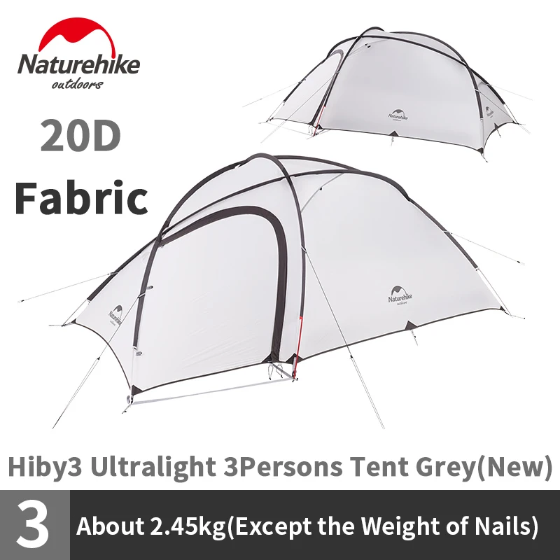 Naturehike Hiby 3 палатка 3-4 человек палатка 20D ткань Открытый Семейный тент двойной слой непромокаемая палатка для туризма