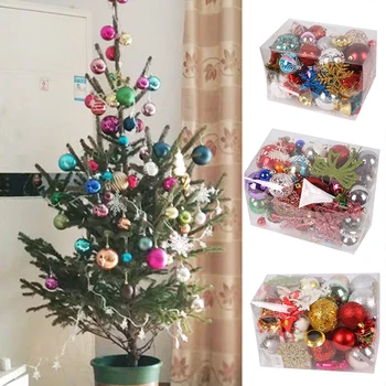 

Christmas Balls Ornament Set 60-70Pcs Decorations Tree Balls Hanging Shatterproof Baubles Set for Family Holiday Wedding