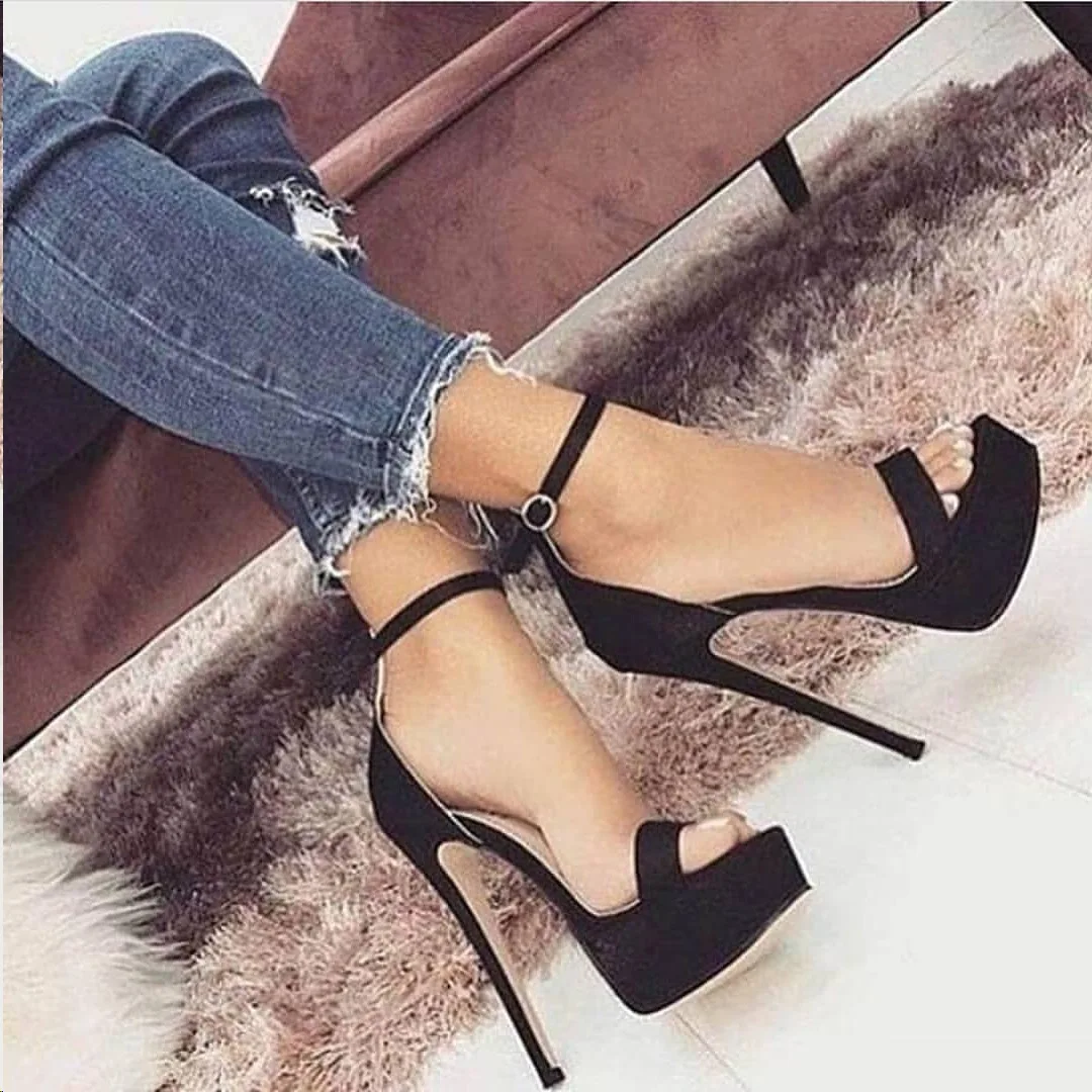 

Woman Summer Shoes Women Platform Shoes Sexy Ladies High Heels Sandalias Super High Heeled Black Rome Party Shoes ty89