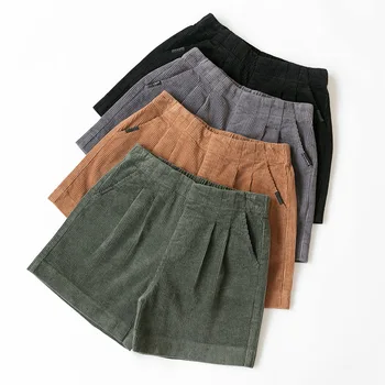 

Corduroy Shorts Women Loose 2019 New Winter High Waist Sports Korean Shorts Casual Plus Size Wide Leg Womens Shorts