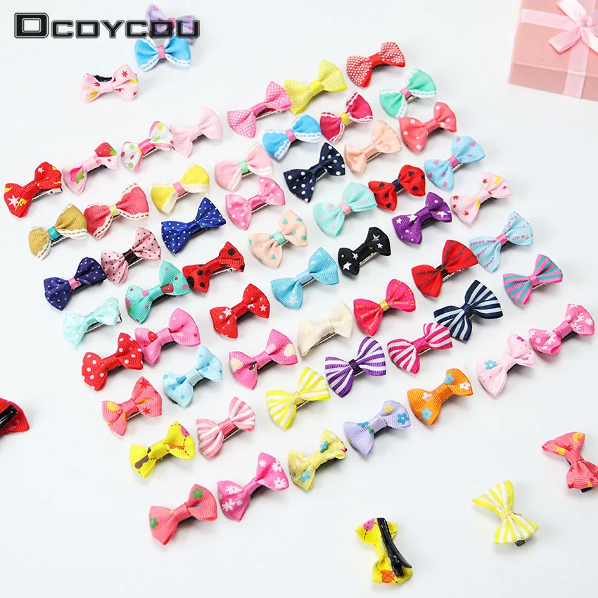 

20PCS Mix Color Mini Bow Barrettes Sweet Girls Solid Dot Stripe Hair Clips Kids Hairpins Hair Accessories for Women Girls
