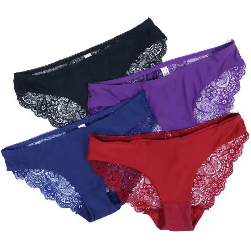 Sexy Seamless Lace Brief For Women Sexy Lace Ice Silk Underwear 21 Color Fashion Soft Lingerie Female Panties