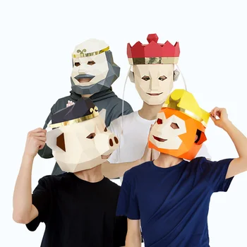 

Journey to the West 3D Paper Mask Creative Handwork Party Mask DIY Paper Matrix Cosplay Head Mask Party Photo Prop King-Monkey