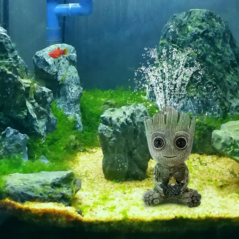 Lovely Resin Mini Tree Man Model Fish Tank Decor Oxygen Pump Air Bubble Stone Drive Toy Aquarium Ornament | Дом и сад