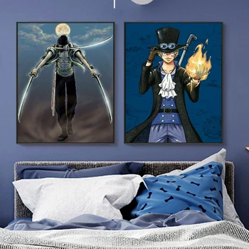 

paint by number art painting by numbers Hand-painted anime pirate king home background wall corridor decorative painting