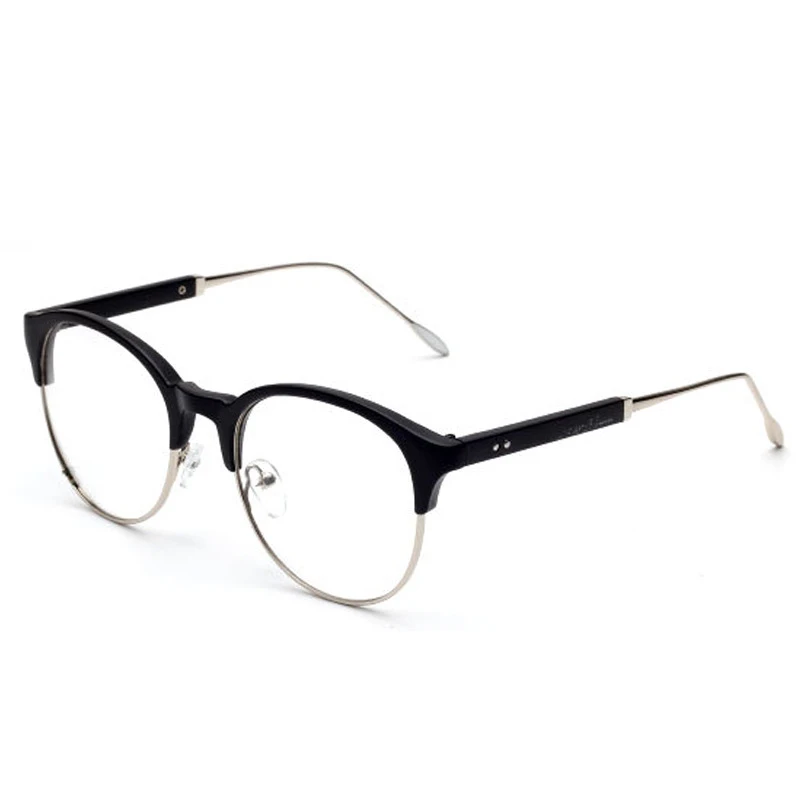 Zilead полуоправы очки оправа для женщин и мужчин круглые оптические сеточки мужские анти UV400 простые очки унисекс - Frame Color: black silver