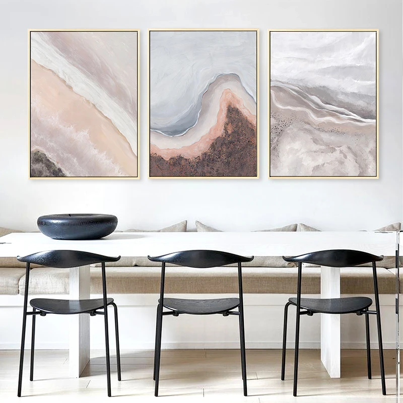 Nordic-Abstract-Sea-river-beach-Wall-Art-Canvas-Painting-pink-Retro-Poster-Print-Wall-Picture-for