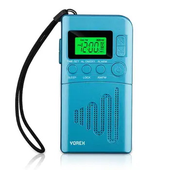 

Yorek Portable Pocket AM FM Radio, Sleep Timer Function, Alarm Clock, Preset, LCD Backlight, Earphone Included