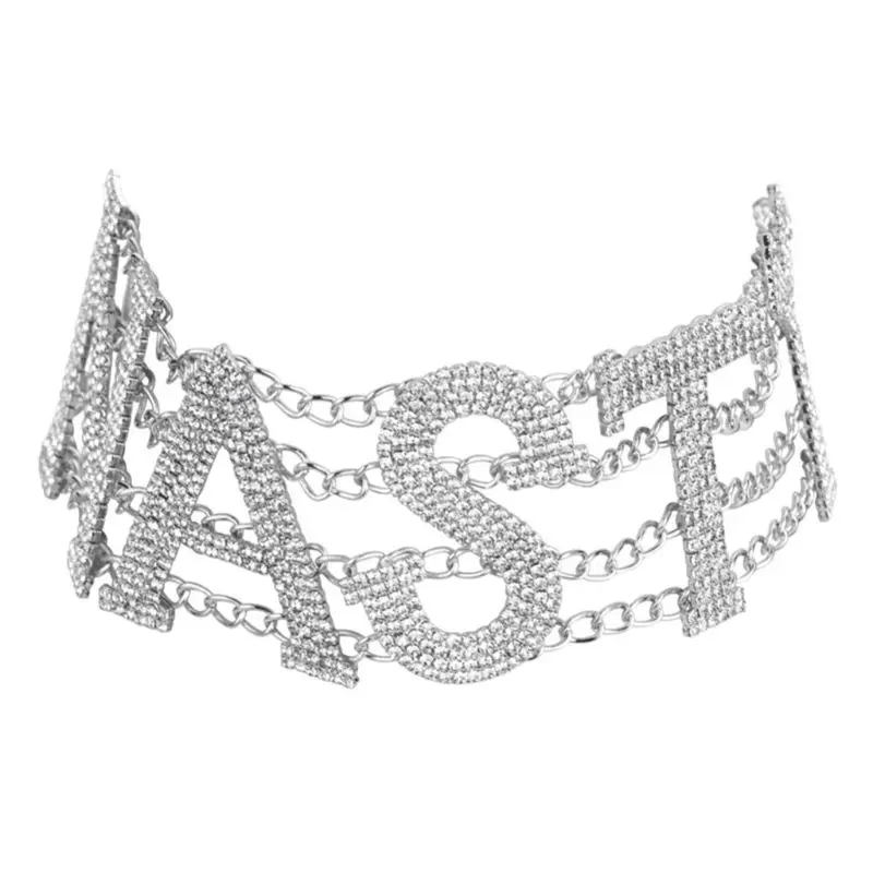 Женские большие стразы ожерелье-ошейник с буквами противное массивное ожерелье s ювелирные изделия - Окраска металла: Silver