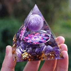 Orgone – pyramide génératrice d'énergie, améthyste, péridot, guérison, cristal naturel, Chakra Reiki, Orgonite, outil de méditation 