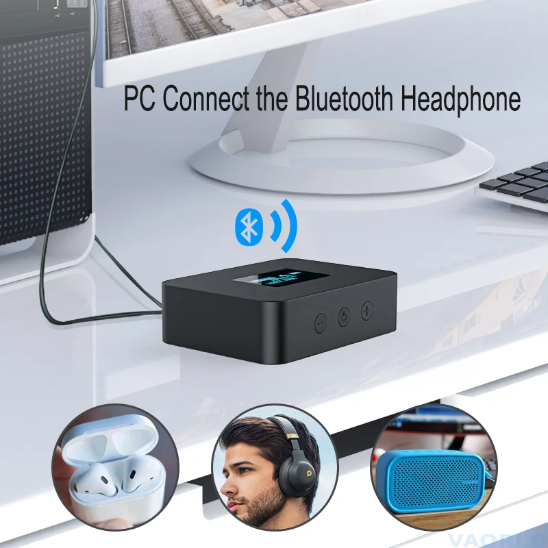 Videorlo-transmissor de Áudio com Tela Oled Bluetooth Transmissor Wireless com ll Spdif Mais Coaxial Mais 5.0 mm Adaptador Aux para tv e pc - Image 3