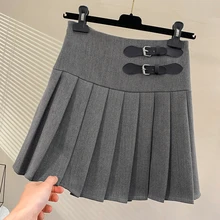 Черная плиссированная юбка осень г. Новая корейская модная короткая юбка с высокой талией и тонкая юбка средней длины