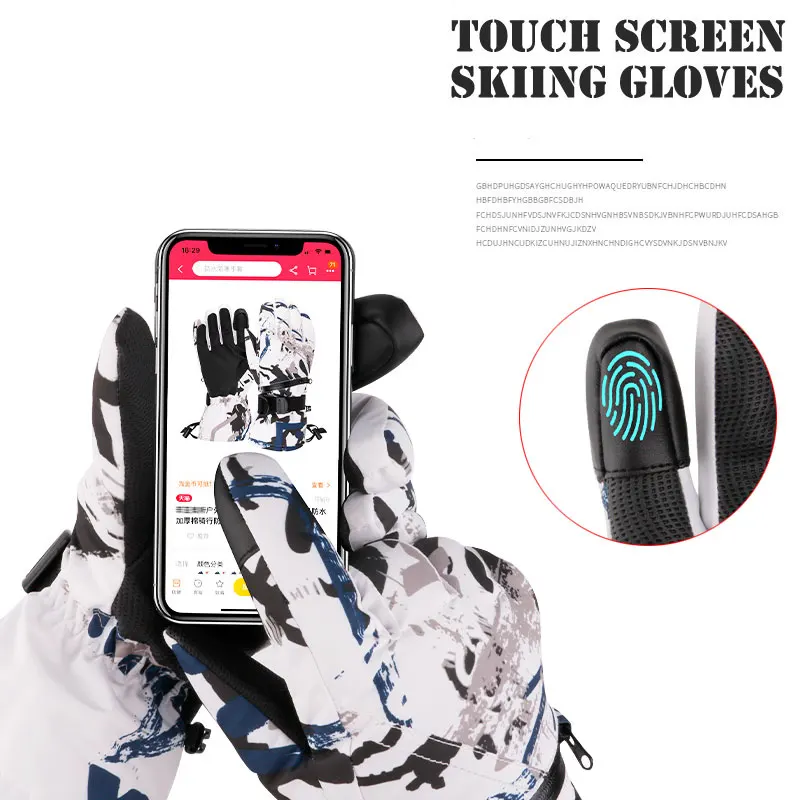 Thermal Fingers Touch Screen Ski Gloves Men Women Winter Fleece Waterproof Warm Snowboard Snow Gloves for Skiing Riding 4