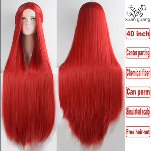 XAUGUANG Synthetic Long Straight Lolita Cosplay Wigs Synthetic Anime wig middle part wigs for women daily use 21 colors 100cm