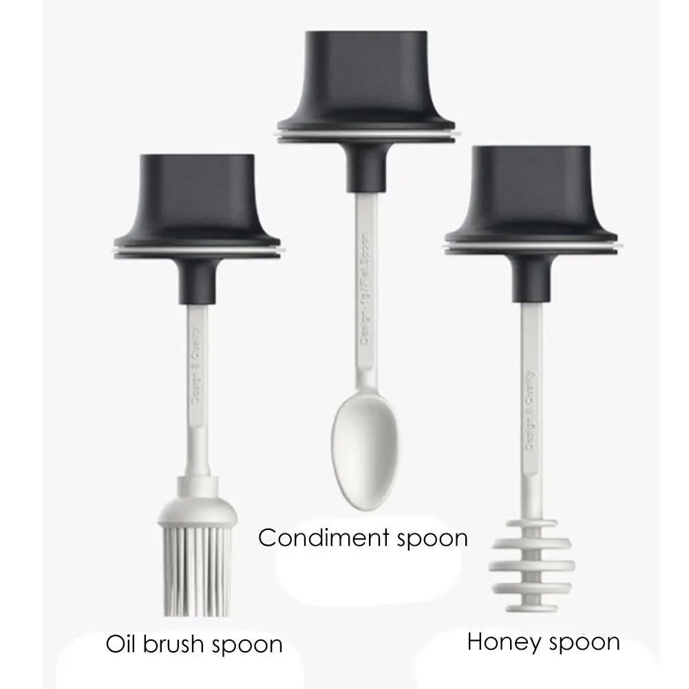 Kitchen Glass Seasonning Jars Moisture-proof Condiment Integrated Spoon And Lid Design Condiment Bottle High Quality New