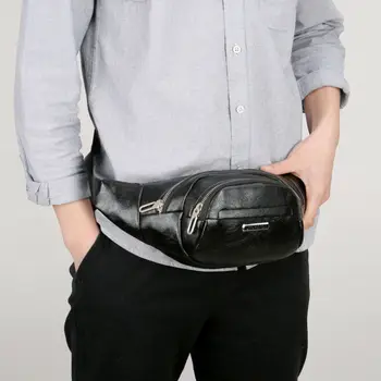 

Men's Fashion Retro Waist Pack Solid Soft Leather Vintage Shoulder Bag Crossbody Bag Messenger Bag