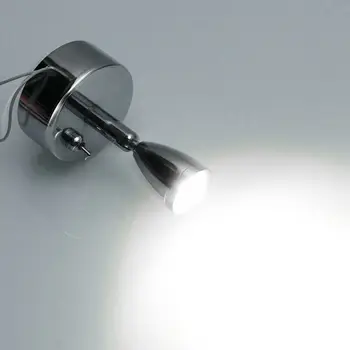 

12V-24V White Aluminum LED Reading Light Toggle Switch Wall Lamp Chrome Housing For RV / Caravan / Truck / Boat
