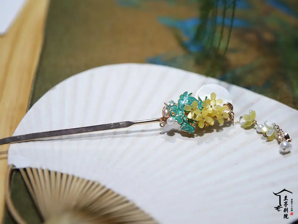 A green stick 1pc Китайский Праздник середины осени специальная серия оригинальные украшения для волос ручной работы с Луной, кроликом и ароматами элементы тематические аксессуары для волос - Цвет: A green stick 1pc