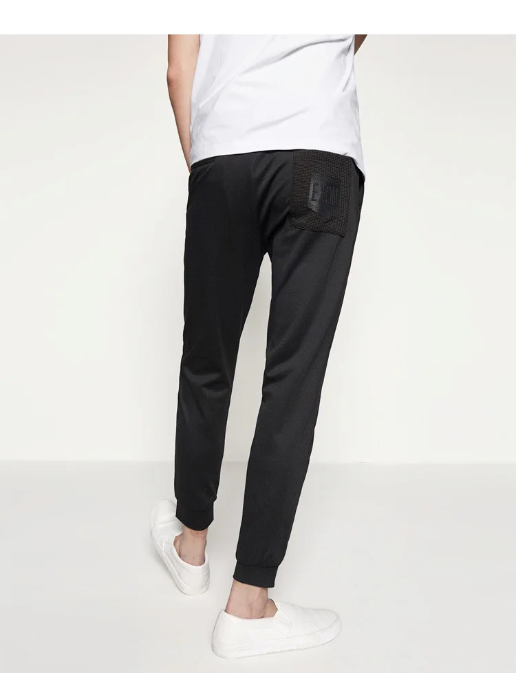 Summer Comfortable Thin Solid Color Slim Fit Men Elasticity Ribbed Pattern Drawstring Top Casual Pants Elastic Waist Pants
