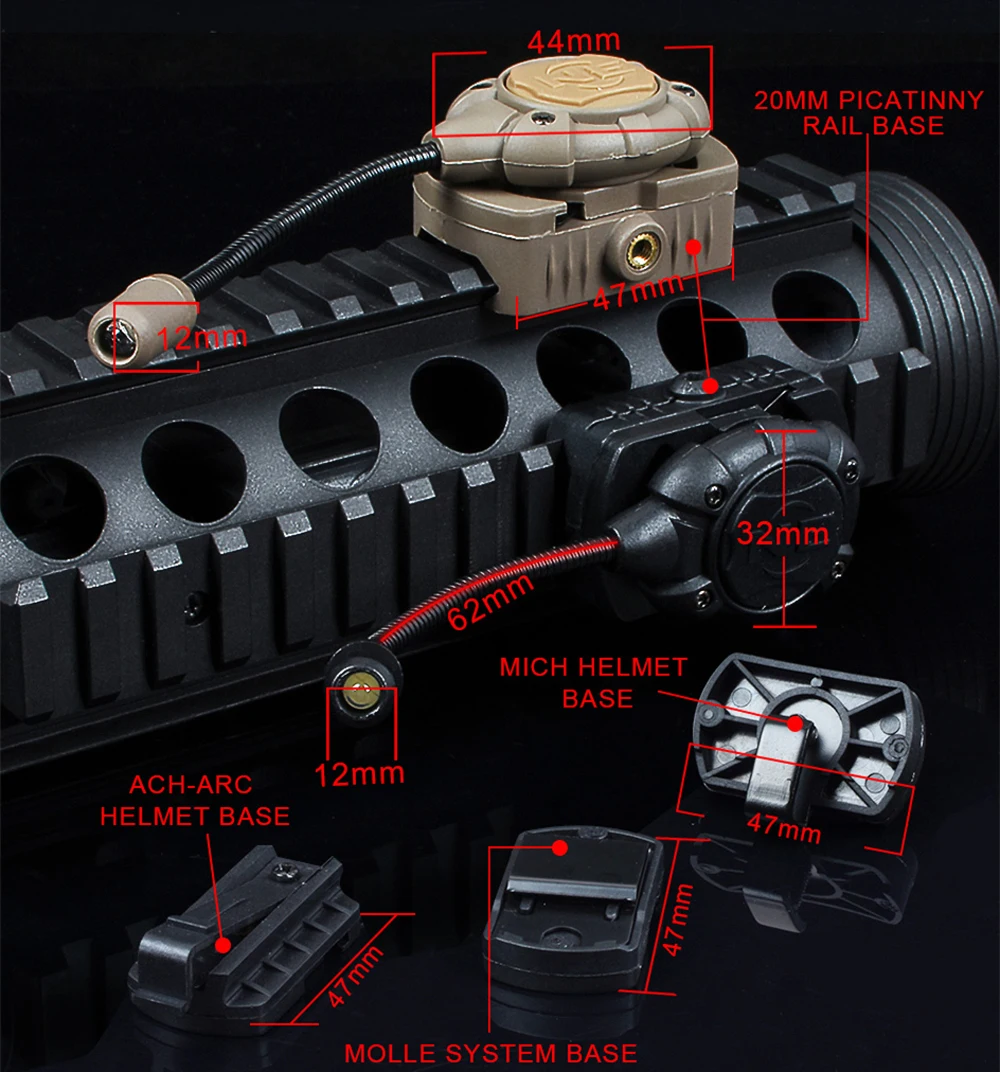 WADSN Тактический Принстон Tec MPLS Шлем светильник модульный Molle крепление военный на открытом воздухе тактический шлем вспышка светильник WNE05012