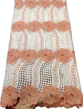 

HTB60 Silk Milk Water soluble lace High Quality African Lace Fabric New Silk French Lace Fabric Wedding dress 5yards